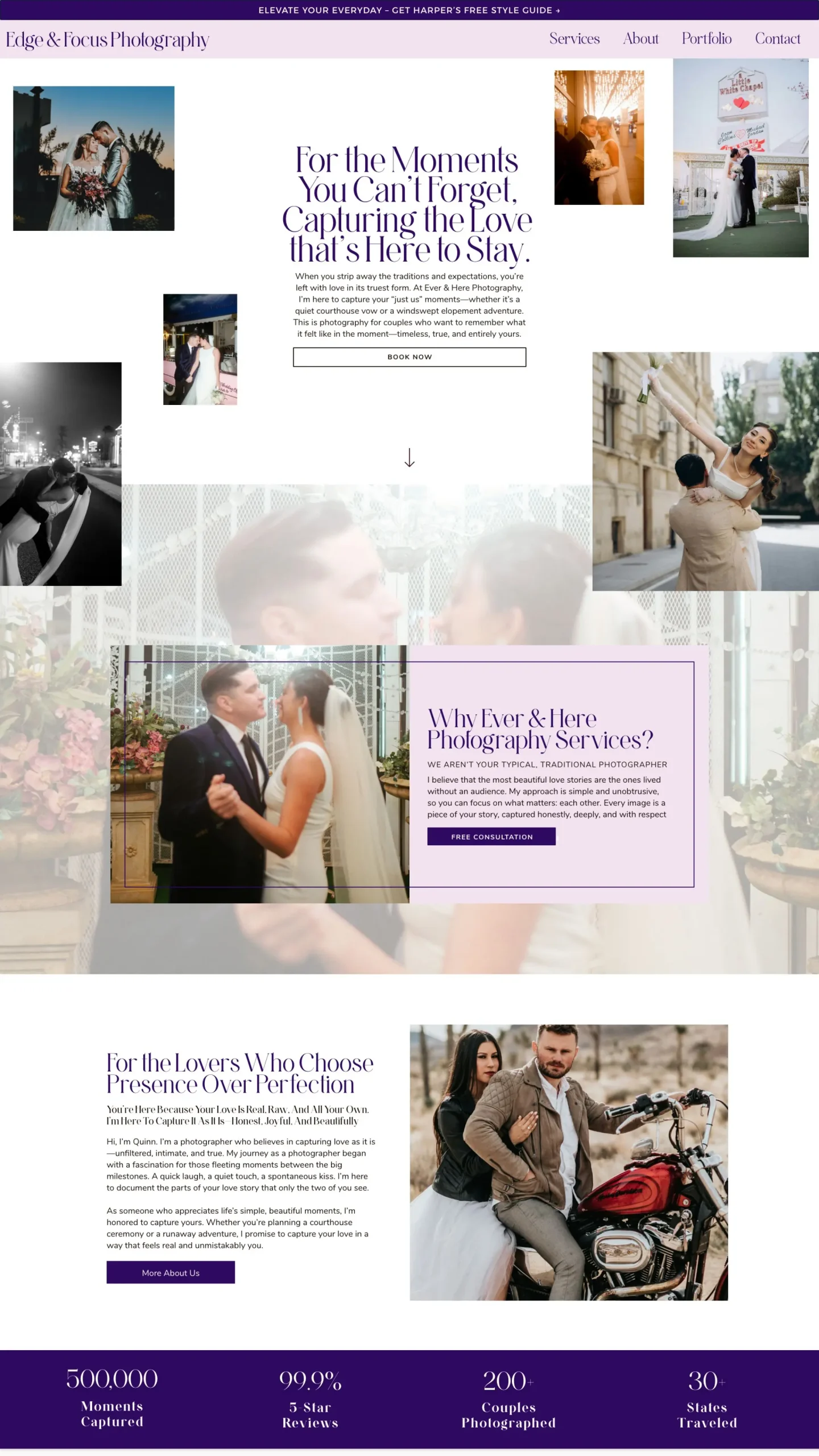 Bold and Fun Wedding Photographer Website Image