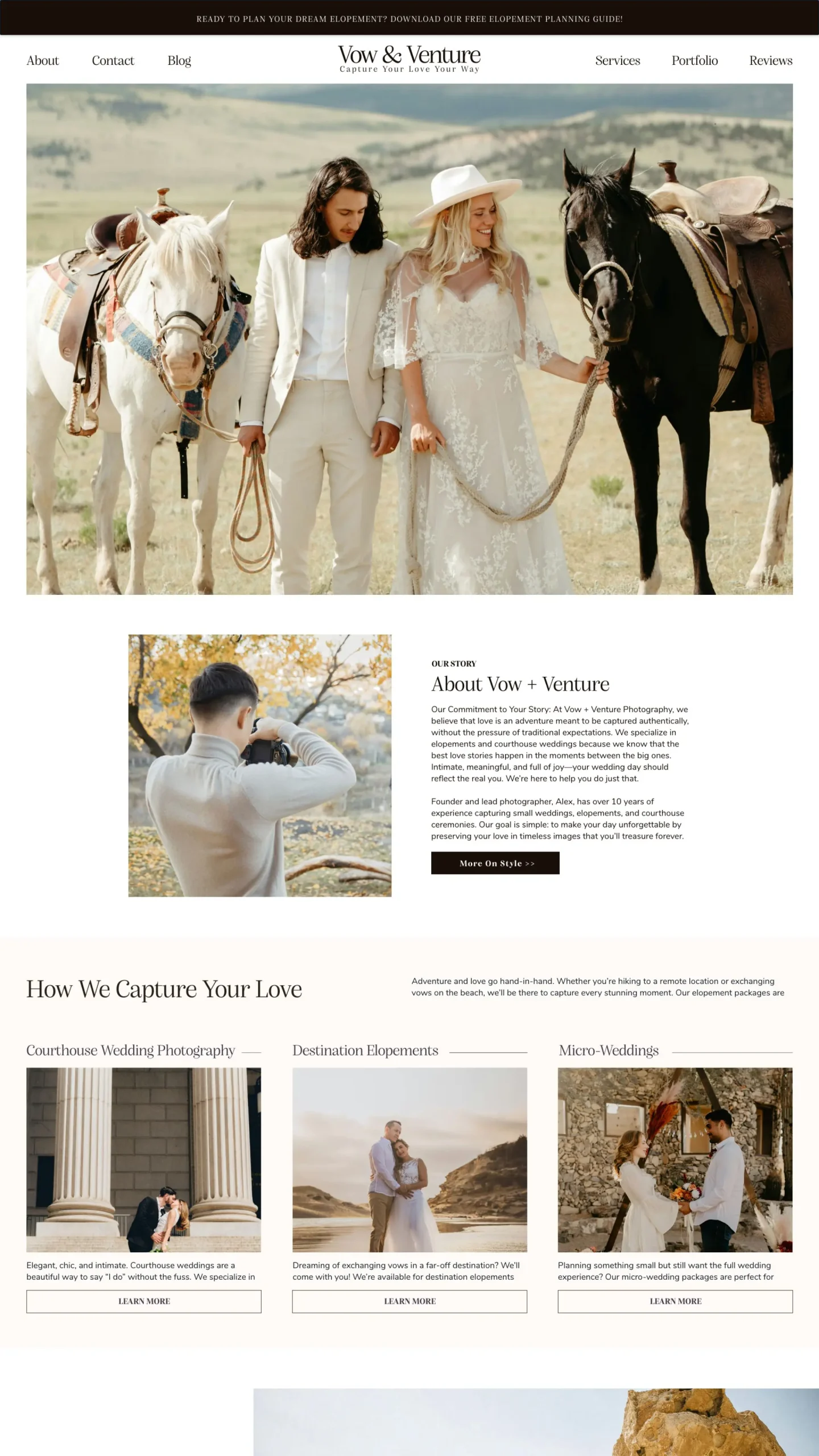 Minimal Elopment Photographer Website Image