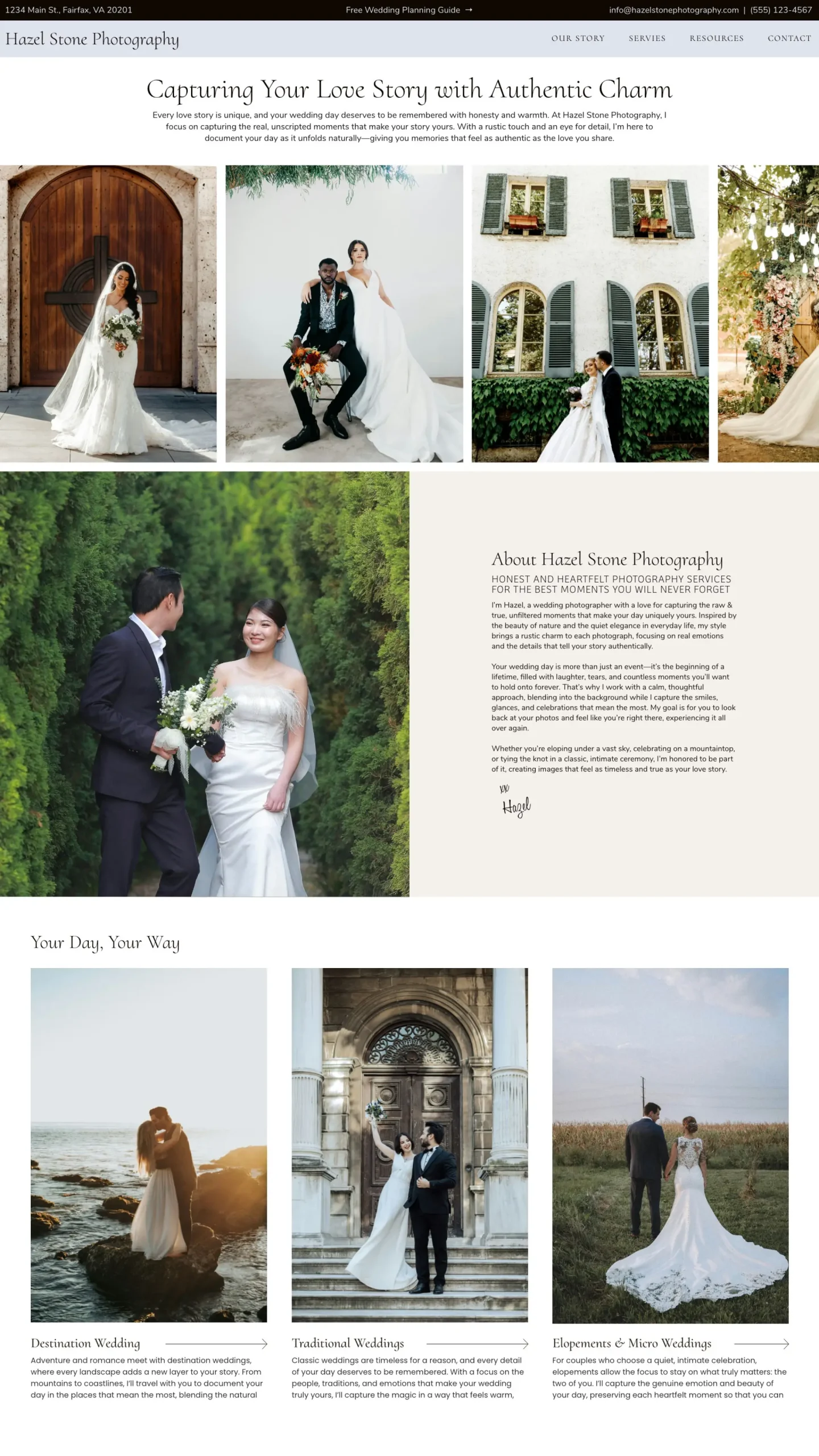 Soft Wedding Photographer Website Image